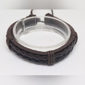 Men's Bracelet Leather Braided Brown New f33